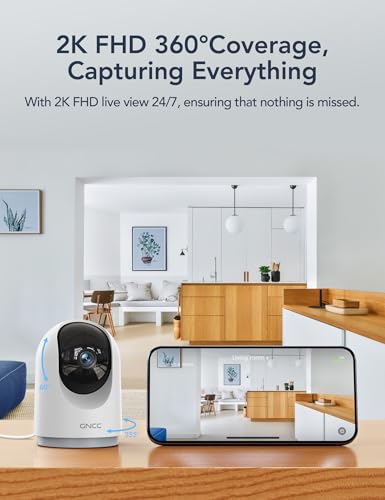GNCC 2K Night Vision Indoor Security Camera 4-Pack with Phone App & Pan/Tilt