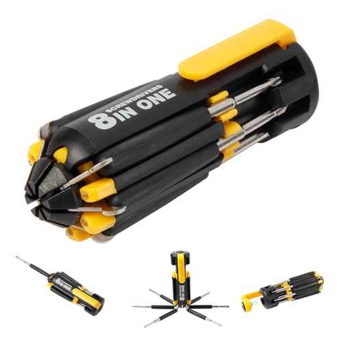 8 in 1 Screwdriver with Flashlight, Multi Functional 8 in 1 Screwdrivers Tool Set with Worklight for Household, Auto