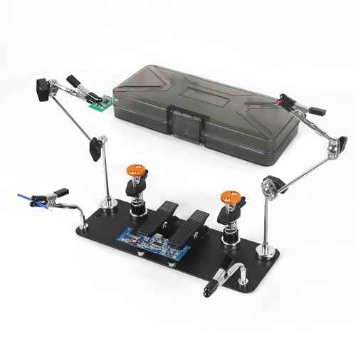 Magnetic Helping Hands Clamp Metal, Adjustable Third Hand Soldering Holder Stand For Small Electronics, Hobby DIY, Craft, PCB Repair, Precise Work, Exclusive Dual-Head Ultra-Grip (Yellowblack, long)