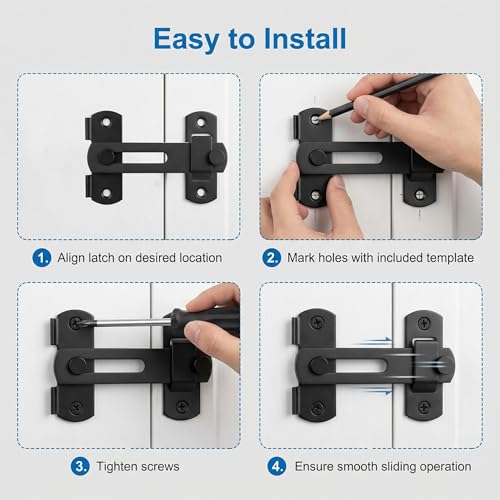 DOUBLE 2 C 1 Pack Barn Door Lock Sliding Door Hardware Carbon Steel Black
