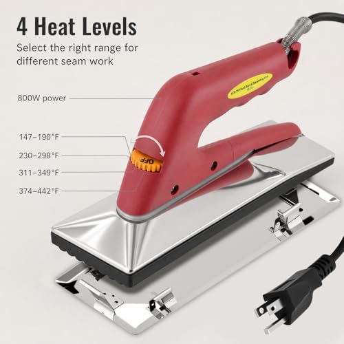 QWORK 10in 800W Carpet Seaming Iron Kit with 66ft Tape & Extra-Wide Roller