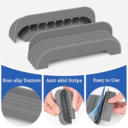 Winceed 2 Pack Silicone Handle Covers for Ninja Crispi Glass Air Fryer, Heat-Resistant 500°F, Grey