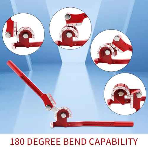 Copper Tube Benders with 1Pair Gloves,3-in-1 Manual Tube Benders for 1/4'' 5/16'' 3/8'' Tubing 0-180 Degrees Heavy Duty Brake Line Bending Tool for Copper Brass and Aluminum Pipes