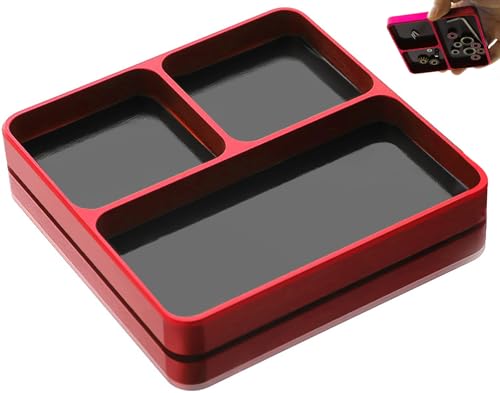 Red Magnetic Parts Tray for RC Drones & Electronics – 3 Compartments, Aluminum