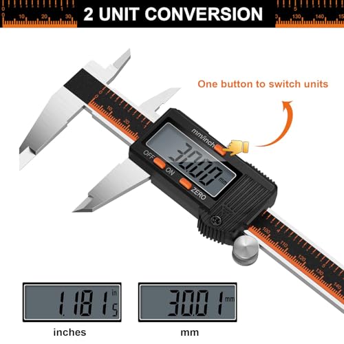 HARDELL 6 Inch Digital Caliper with Large LCD – Stainless Steel Measuring Tool