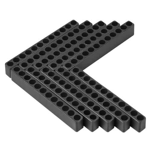 Toolcool 10 Pcs 12 Holes Hex Bit Holder Organizer Screwdriver Bit Holder 1/4 Inch Bit Storage Flexible Plastic - Black