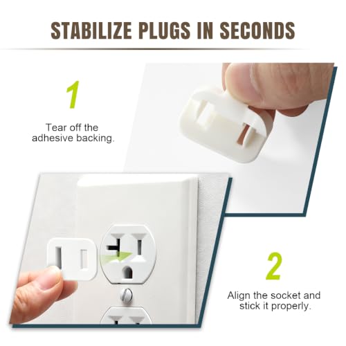 Lenink 12 Pack Plastic Outlet Fix for Loose 2-Plug Sockets - Secure, Adhesive Backing