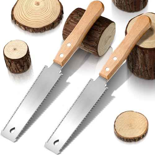 Gisafai 2 Pcs 6 Inch Japanese Hand Saw Small Woodworking Flush Cut Flexible Double Edge Tpi 17/14 Pull Woodworking Saw for Craft Mini Wood Handle Garden Trim for Hardwoods Softwoods DIY