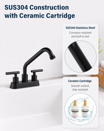 Aolemi Matte Black Laundry Sink Faucet 3/4" NPT Threaded Spout, 360° Swivel, Dual Handle