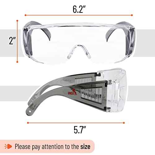 UNCO- Safety Goggles Over Glasses, Protective Goggles, Safety Goggles Anti Fog, Work, Safety Glasses Over