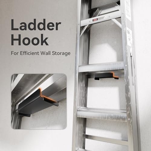Heavy Duty Ladder Hooks 2 Pack for Garage Wall Storage - Supports Ladders, Chairs & Patio Furniture