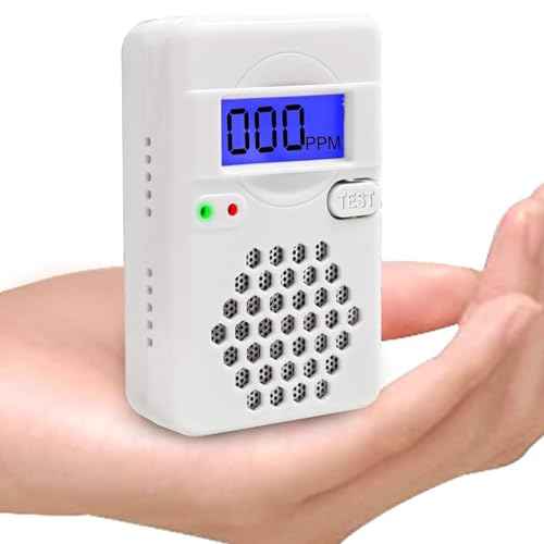 Carbon Monoxide Detector Alarm with Digital LCD Display, CO Detector Alarm with Replaceable Battery,Test-Reset Button, Low Battery Indicator, Portable,complies with UL2034(Batteries NOT Included)