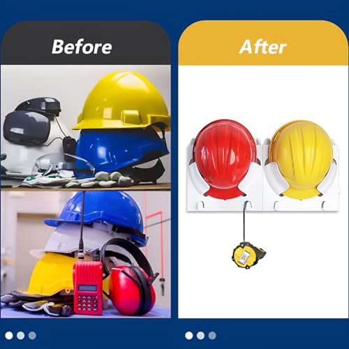Hard Hat Rack 3 Pcs, Hard Hat Storage Rack Hard Hat Helmet Holder,Hard Hat Placement Hanging Rack for Workshop Office Living, Hard Hat Rack Display Rack (Hook style)