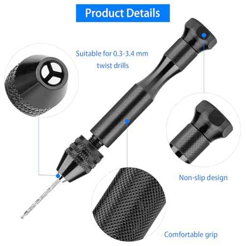 36 Pieces Hand Drill Set, Pin Vise Hand Drill with 10PCS PCB Mini Drill Bits and 25PCS Micro Twist Drill Bits, Jewelry Drilling Tool for Resin Polymer Clay, DIY Craft