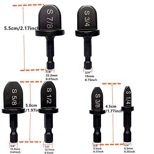 6pcs HVAC Repairing Set Air Conditioner Copper Tube Expander Swaging Tool Manual Pipe Swage Expander Drill Bit Soft Copper Tubing Bit with 1/4'', 3/8'', 1/2'', 5/8'', 3/4'', 7/8' Bits
