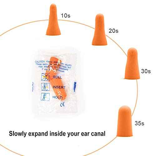 Quality Foam Earplugs 50 Pair- 32dB Noise Cancelling Disposable Individually Wrapped Packaged Bulk High Decibel Ear Plugs for Sleeping Travel Concert Shooting Hunting Study Work Construction Safety