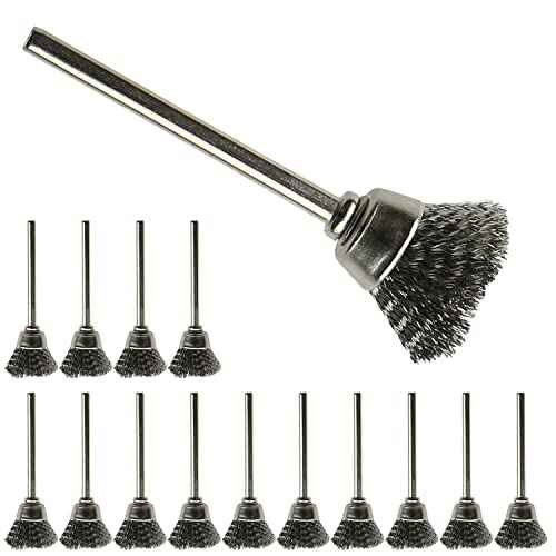 15pcs Cup Shape 15mm Stainless Steel Wire Brush Rust Removing and Polishing Brush for Dremel Rotary Tools Accessories