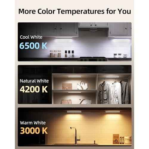 EZVALO 6-Pack Under Cabinet Lighting with Charging Station, 2000mAh Rechargeable Wireless Motion Sensor Lights, 3 Color Temps, Dimmable, Timer, Magnetic, with Remote Control for Kitchen, Closet, Stair