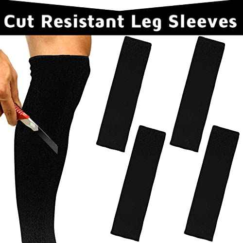 Zhanmai Cut Resistant Leg Sleeves Bite-Proof Protective Leg Sleeves for Welding, Lawn Mowing Guard Safety (Black, Straight Style)