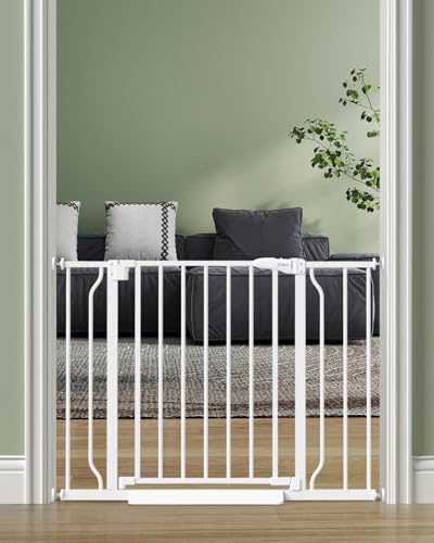 Cideny White Baby Gate 29-40 Inch Wide, Auto Close, Indoor Pet & Child Safety