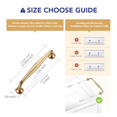 Ravinte 5 Inch Champagne Bronze Cabinet Handles 10 Pack - Solid Pulls with 2 Mounting Screws