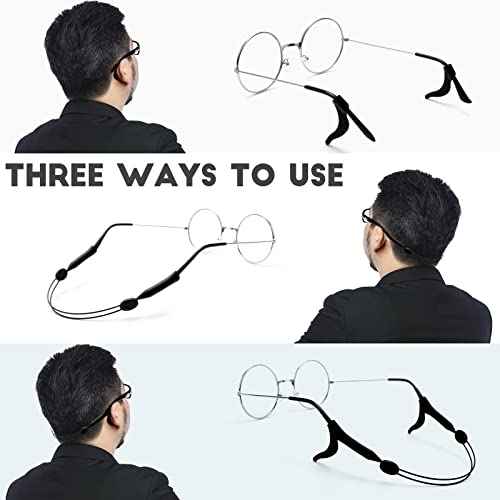 4pcs Adjustable Glasses Strap, Anti-Slip Eyeglass Straps and Ear Hooks, Black