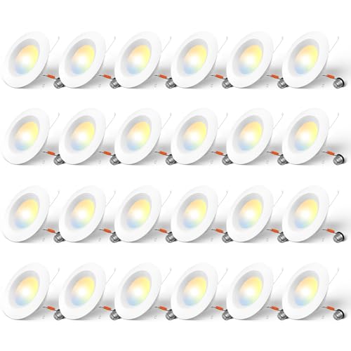Amico 6-Inch White LED Recessed Can Lights 24 Pack with Dimmable & Color Temp Control
