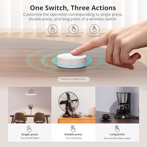 SONOFF Zigbee Wireless Push Button Switch SNZB-01P - Supports Smart Scenes, 3 Control Modes, Requires Zigbee Hub, 1 Pack