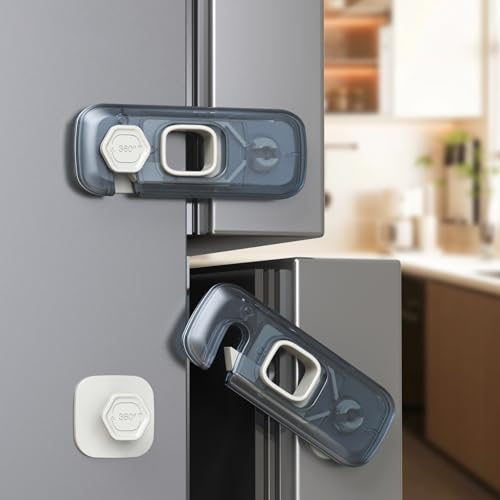Blissleaf 2 Pack Clear-Blue Child Safety Refrigerator & Freezer Door Locks