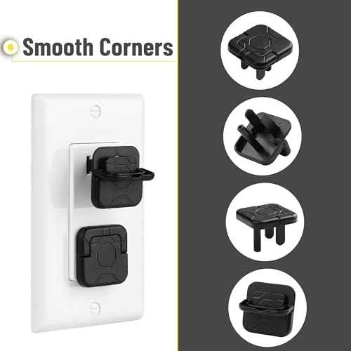 Bates- Electrical Outlet Covers Baby Proofing, 10 Pack, Black, ABS Plastic, 3 Prongs & Hidden U Ring Design, Outlet Plug Covers Baby Proofing