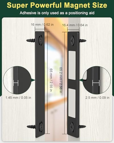 Jiayi 30Lb Magnetic Door Catch Set Black, Heavy Duty Cabinet & Drawer Latches, 2 Pack