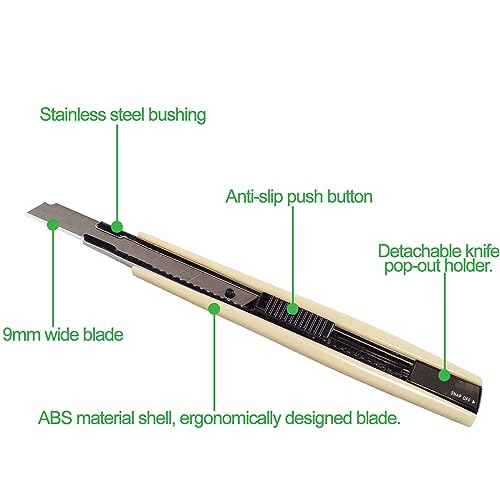 2pcs Utility Knife 9mm 60 Degree Foil Blade Cutter Snap Off Retractable Wrap Gift Box Paper Wallpaper Craft Abs Anti-slip Handle Auto Lock Cutter