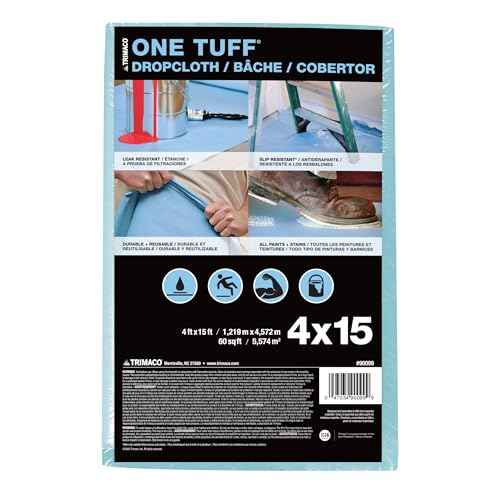 Trimaco 90099 One Tuff Dupont Sontara Professional Grade Drop, 0.011 In T, 4 W X 15 Ft L, Blue, Cloth, 4'x15 feet, 60 Sq