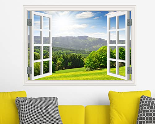 FLFK Fake Window Wall Sticker 16x24 Inch Landscape Faux Window Decal Gxl408
