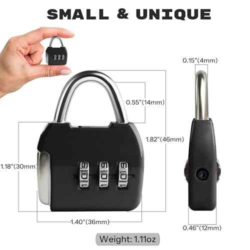 Small Combination Lock, 3 Digit Combination Padlock, Travel Luggage Locks, Combo Lock with Code for Suitcase, Mini Locker, Bag, Tool Box, Backpack Zipper (Black+Black, 2-Pack)