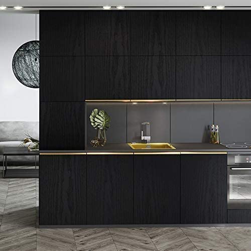 tiltil Black Peel and Stick Wallpaper 17.7" x 118" Wood Contact Paper for Walls & Surfaces