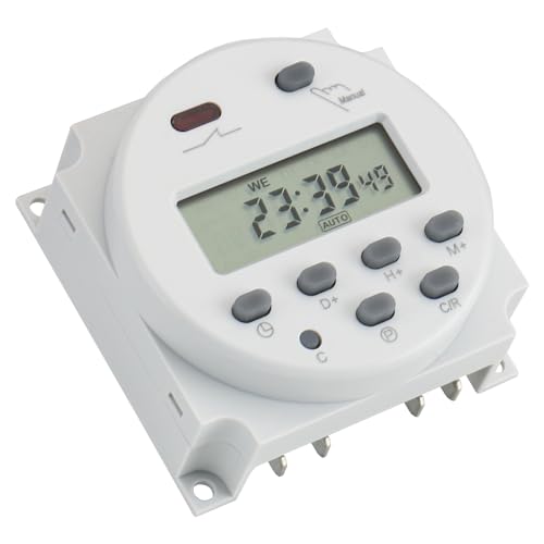 Baomain CN101A 12V Digital Programmable Timer Switch without Cover, 16A Weekly Relay
