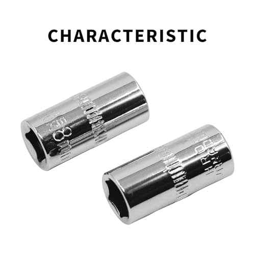 YXQ 8mm Sockets, 6 Point 1/4 Inch Drive Shallow Socket Set, 12Pcs