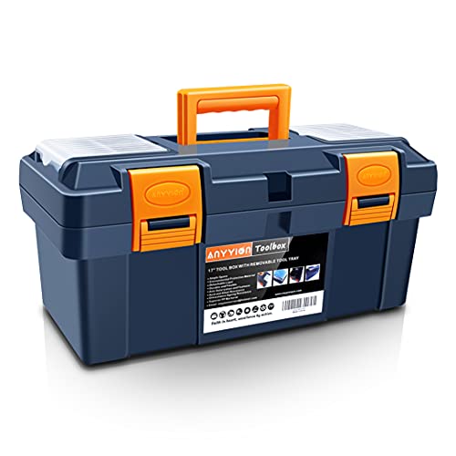 Anyyion 16.5-inch Tool Box with Removable Tray, Small Parts Box On The Lid is Removable, Tray Can be Removed and Combined at Will (Internal Dimensions 15.2x6.89x6.1 inch)