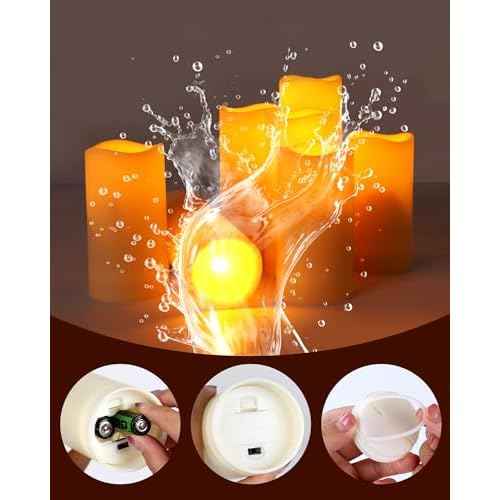 Enido 12 Pc Flameless LED Candles with Remote & Timer, Outdoor Waterproof, Flickering Electric Warm Lights for Cozy Home & Holiday Romantic Decor, Battery Operated for Party(D 2.2¡± x H 4¡±/5¡±/6¡±