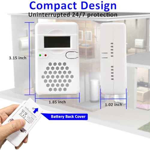 Carbon Monoxide Detector Alarm with Digital LCD Display, CO Detector Alarm with Replaceable Battery,Test-Reset Button, Low Battery Indicator, Portable,complies with UL2034(Batteries NOT Included)
