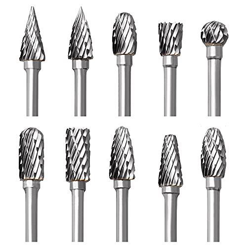 10PCS Tungsten Carbide Rotary Burr Set for Dremel - Wood, Metal Engraving & Drilling