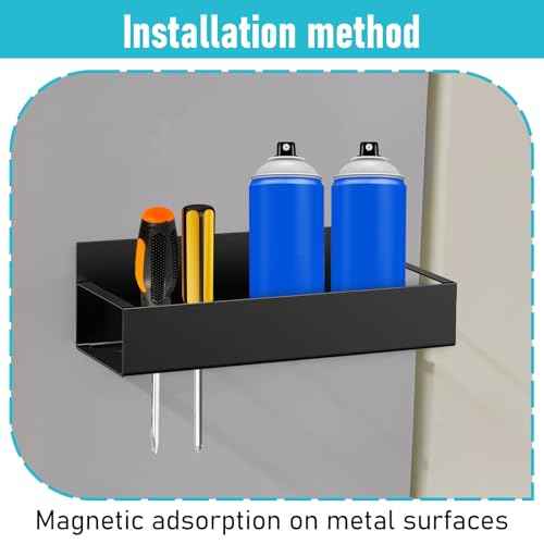 4 Pcs Magnetic Spray Can Holder, Magnet Toolbox Holder, Wall Mounted Spray Bottle Rack, Mechanic Paint Can Organizer, Tool Box Storage Rack for Garage Home Workspace (Black)