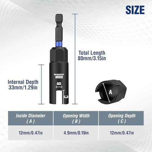 WORKPRO Wing Nut Driver Set 2 PCS, Power Wing Nut Driver Bit (12mm, 12mm), 1/4 Inch Hex Shank Nut Driver, Wing Nut Socket for Wing Nut, Eye Bolt, Wire Twisting