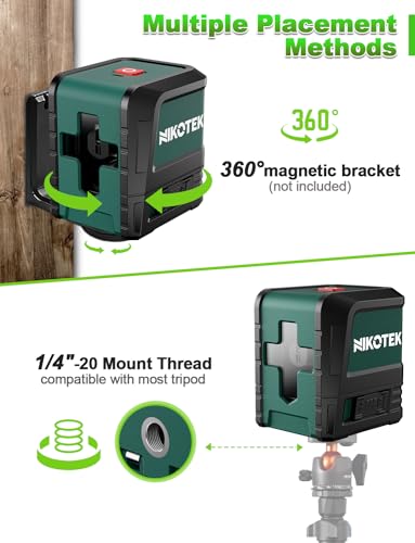 Nikotek Laser Level NK02G Self-Leveling Green Line with Horizontal & Vertical Lines for Construction & Hanging, Battery Included