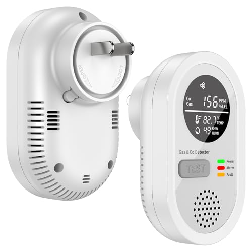 Portable Carbon Monoxide detectors for Travel - 5-in-1 Combination Natural Gas and Carbon Monoxide Detector,Detect Co,Gas,Temperature,Humidity