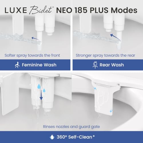 LUXE Bidet NEO 185 PLUS Chrome Bidet Attachment for Toilet - Easy Install