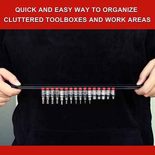 Mayouko 12PCS ABS Socket Organizer, Portable Socket Rail Holder for Toolbox, 1/4 Inch x 48 Clips, 3/8 Inch x 90, 1/2 Inch x 36