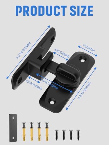 MeBantoo Black 1PC 90/180 Degree Barn Door Lock Privacy Security Latch