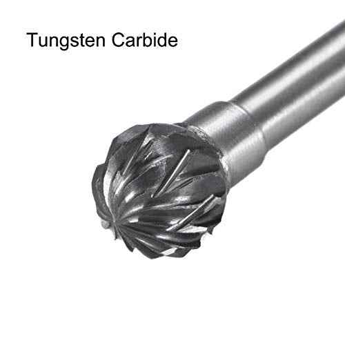 uxcell Tungsten Carbide Rotary Files 1/8" Shank, Double Cut Ball Shape Rotary Burrs Tool 6mm Dia, for Die Grinder Drill Bit Wood Soft Metal Carving Polishing Model Engineering, 3pcs